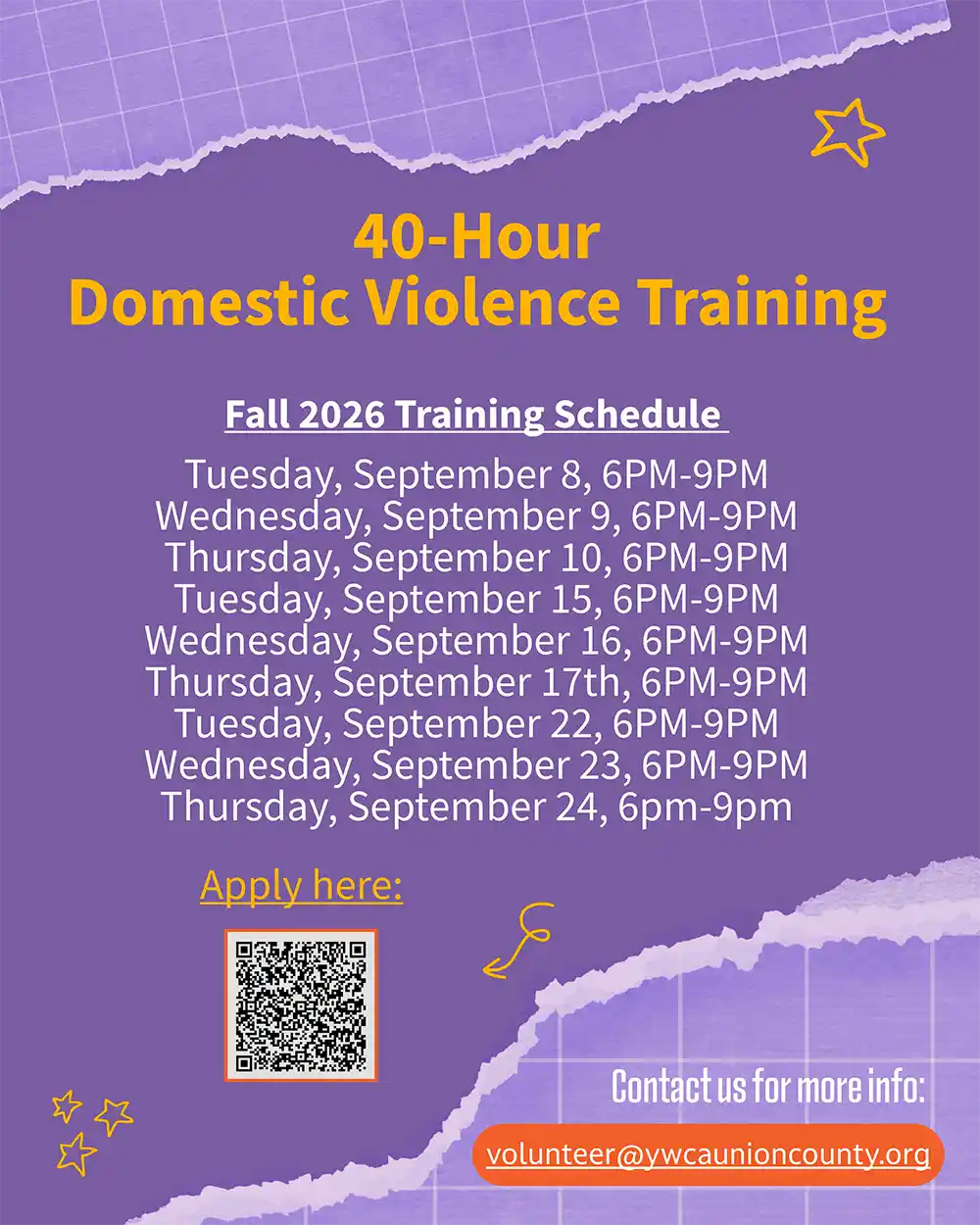 YWCA Union County 6 40 Hour Domestic Violence Training